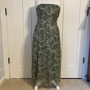 Chic Strapless Olive Green Maxi Dress